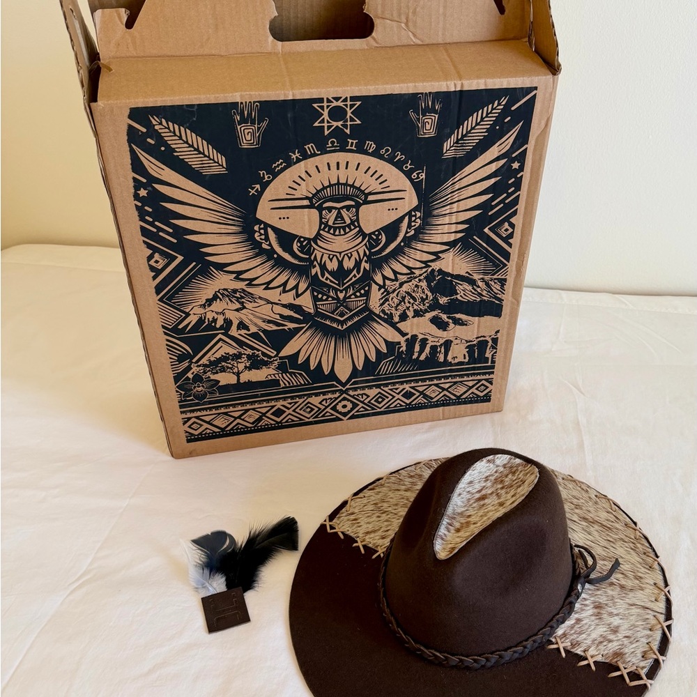 Elegant Brown Hat with Feather Detail